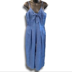 derek heart romper jumpsuit sleeveless denim size large blue NWT cotton 0649